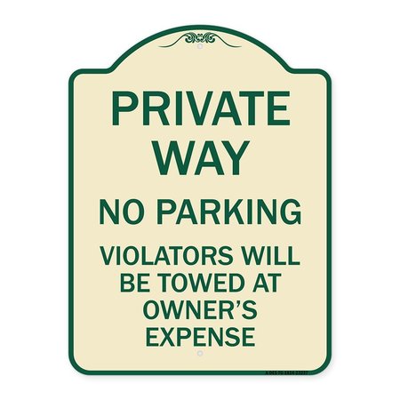SIGNMISSION Private Way Violators Will Towed Away Heavy-Gauge Aluminum Sign, 24" x 18", TG-1824-23237 A-DES-TG-1824-23237